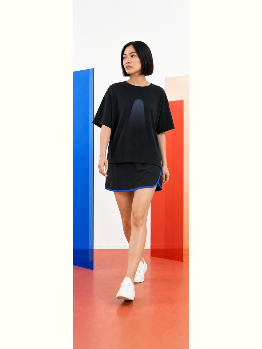 Afterlight Skort Look styled on Vervefolk editorial models.