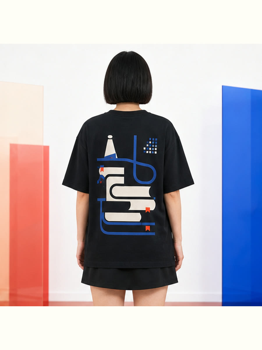 Afterlight Reader Signal Oversized Tee back view showing the main product treatment.