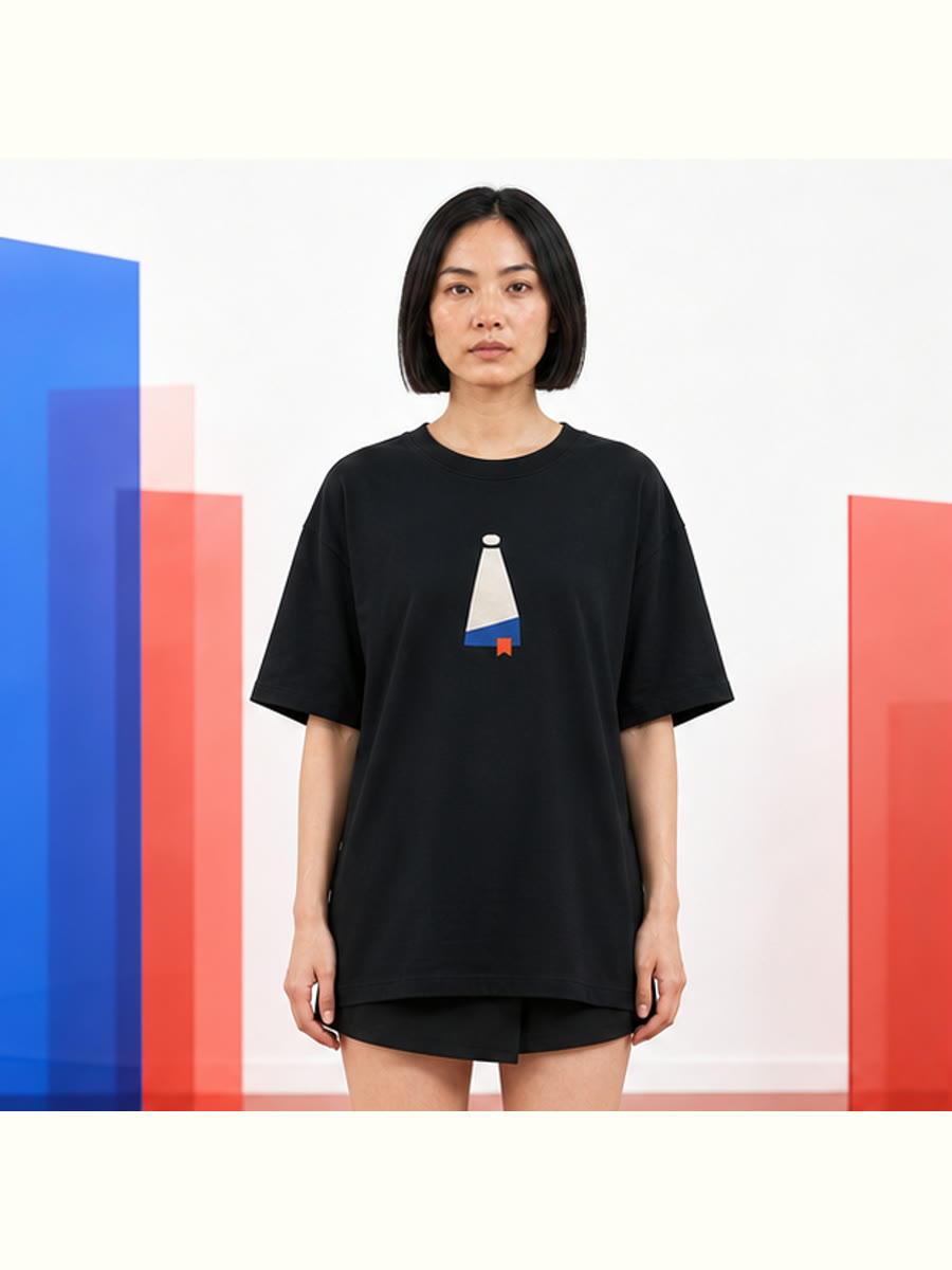 Afterlight Reader Signal Oversized Tee front view in the Vervefolk studio.