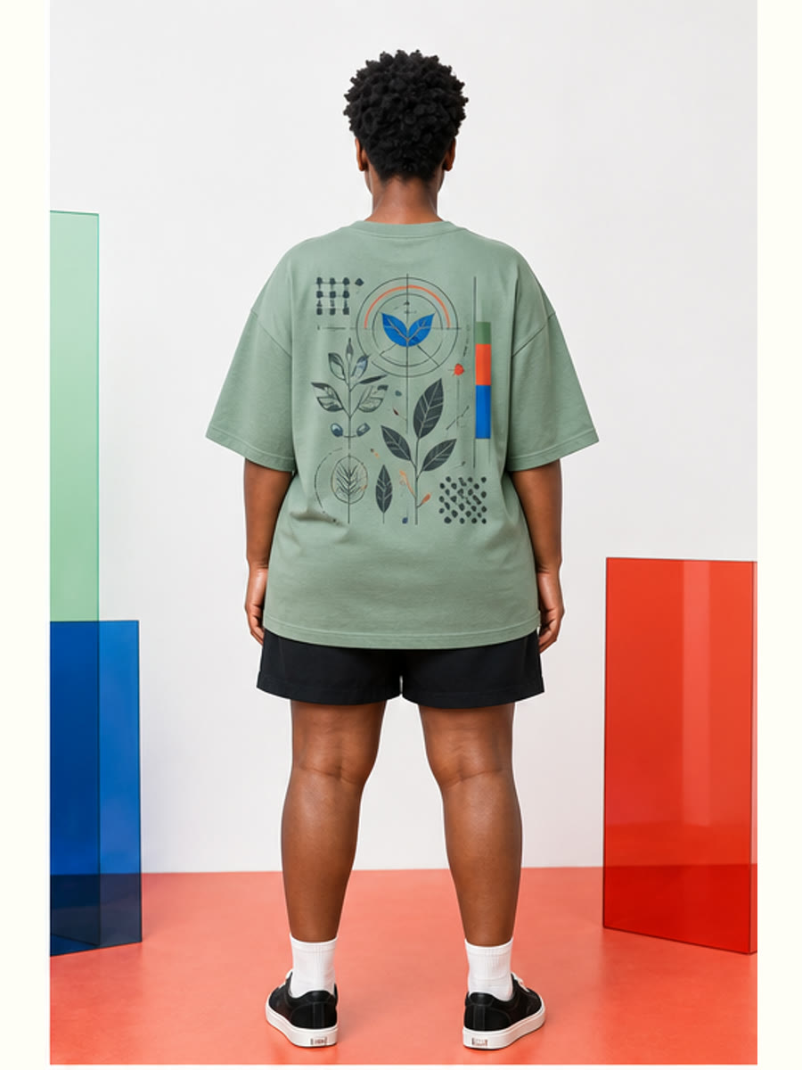 Probation Garden System Oversized Tee back view showing the main product treatment.