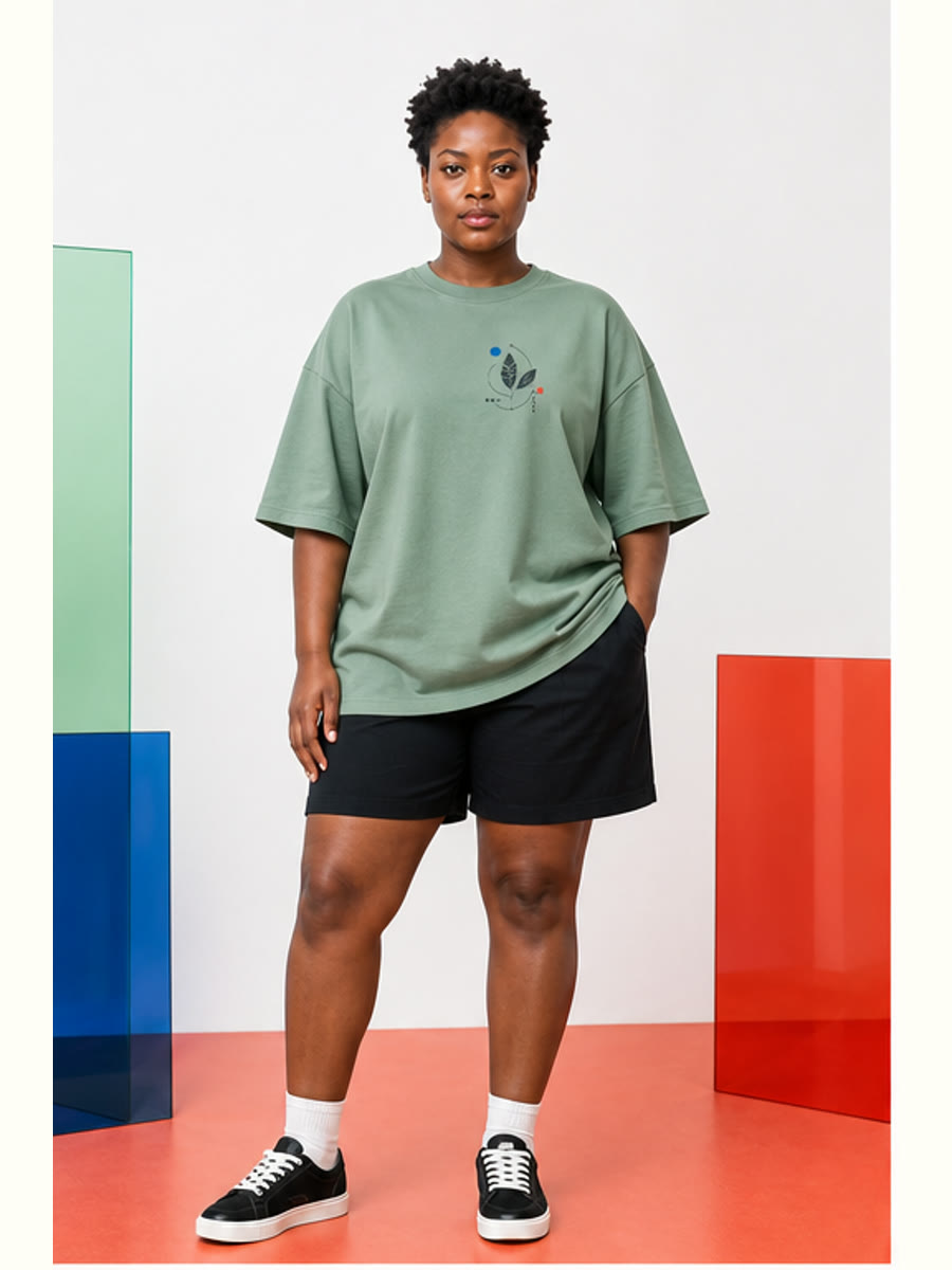 Probation Garden System Oversized Tee front view in the Vervefolk studio.
